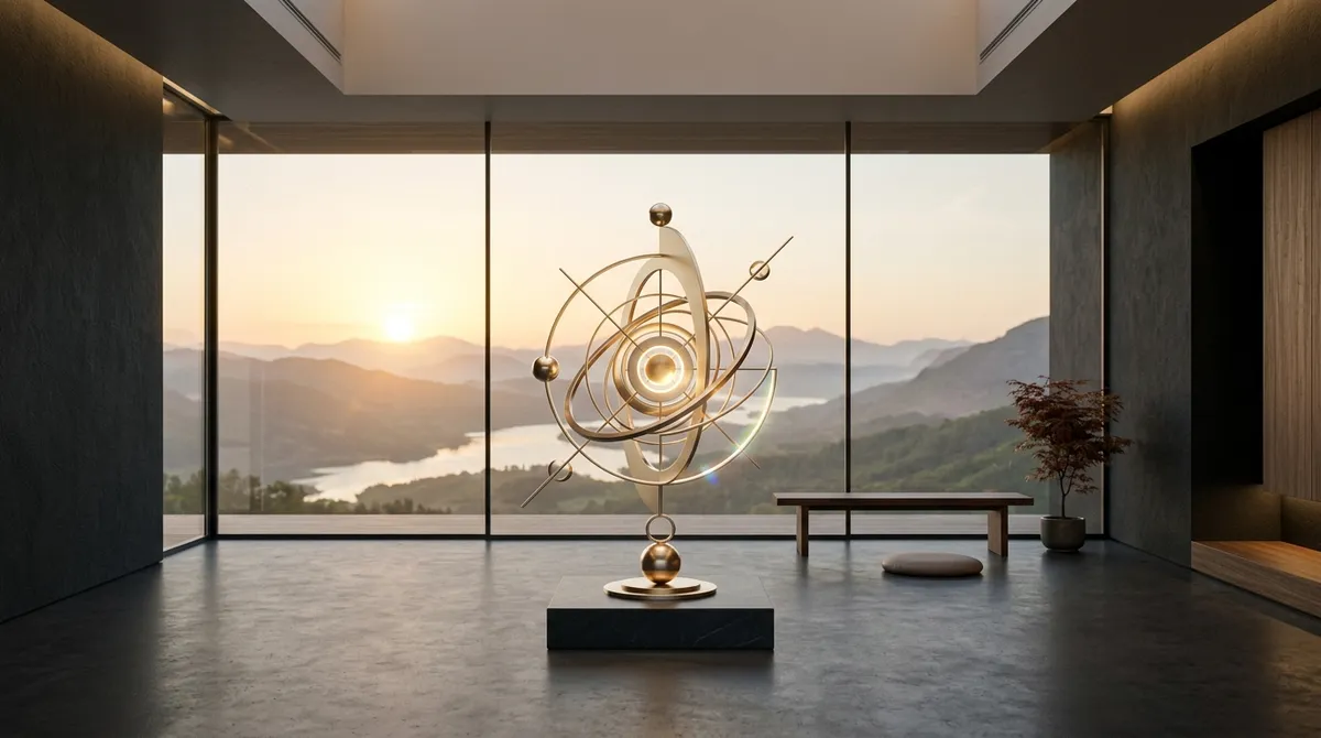 Escultura artística conceitual de foco estratégico e harmonia mental